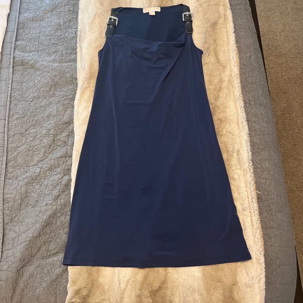 Michael Kors navy dress with leather straps